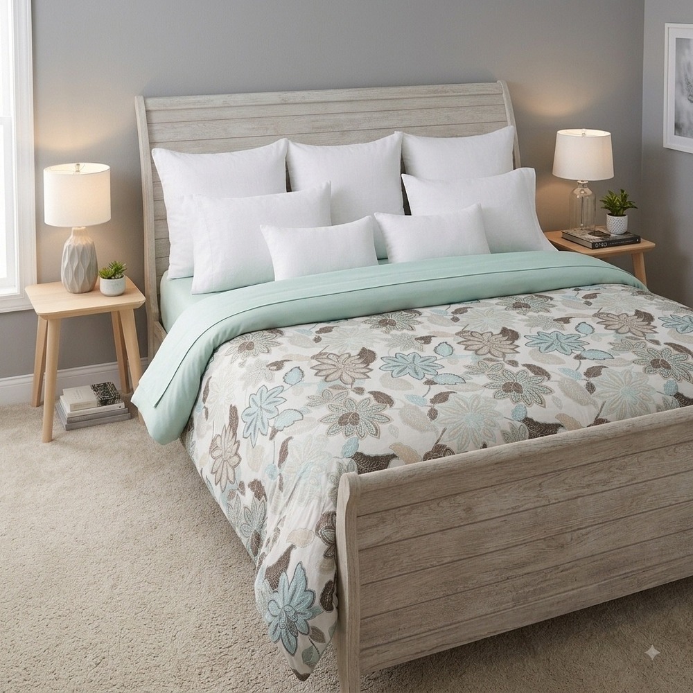 Threshold King Floral Medallion Reversable Duvet Cover 100% Cotton